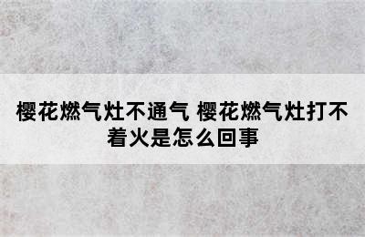 樱花燃气灶不通气 樱花燃气灶打不着火是怎么回事